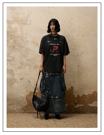 Personsoul Maxi Denim Dungarees Skirt [ID:0371SK]