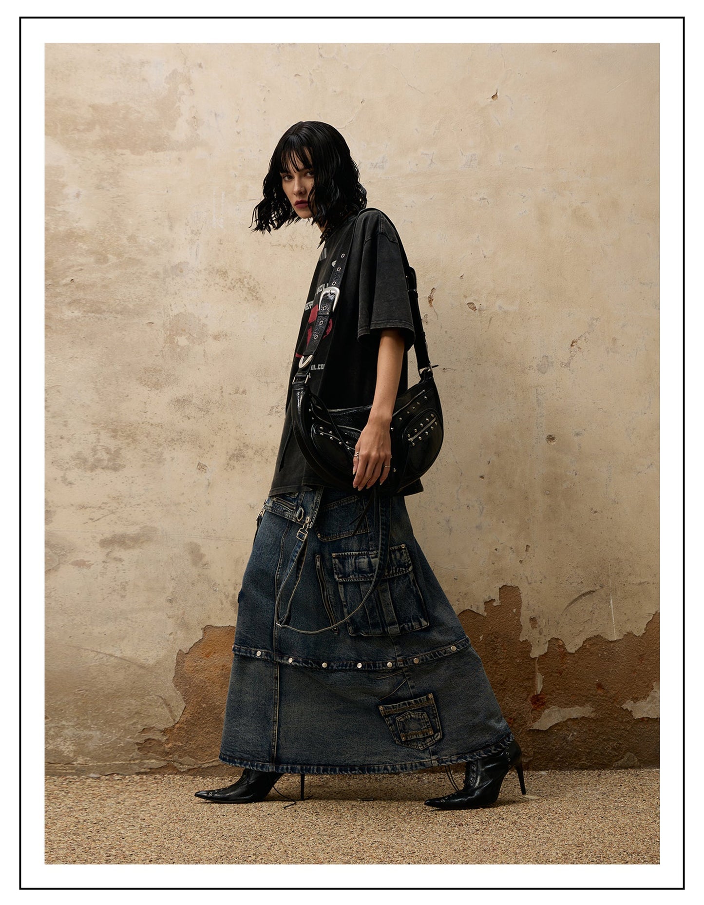 Personsoul Maxi Denim Dungarees Skirt [ID:0371SK]