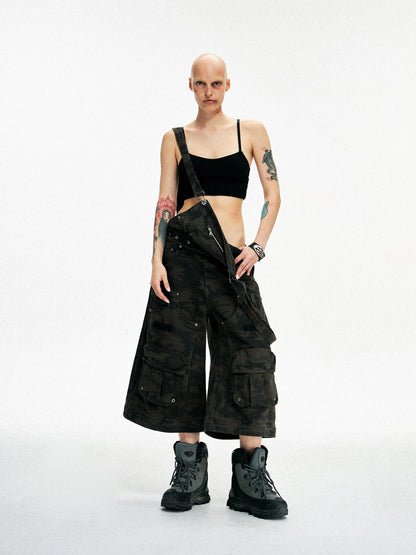 Personsoul Brown Camo Overalls with Zip-Off Legs [ID:0372PA]