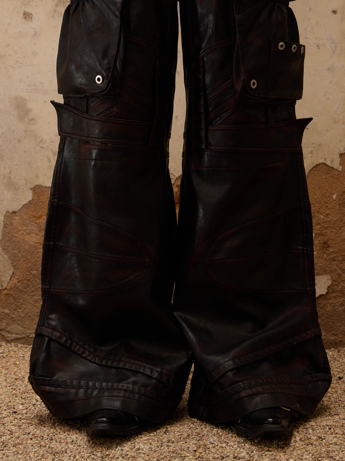 PERSONSOUL Personsoul Beetle Faux-Leather Pants ワイドトラウザー