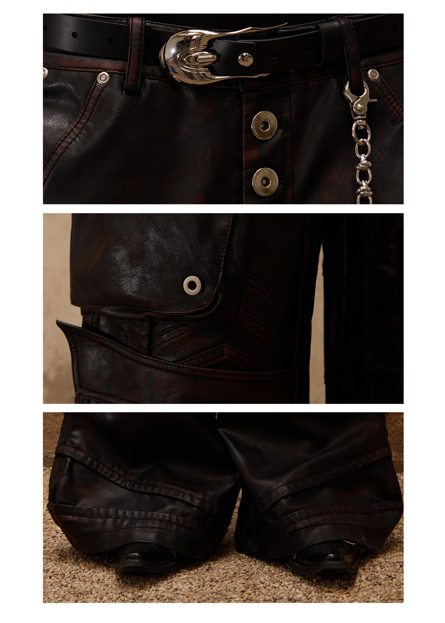 PERSONSOUL Personsoul Beetle Faux-Leather Pants ワイドトラウザー