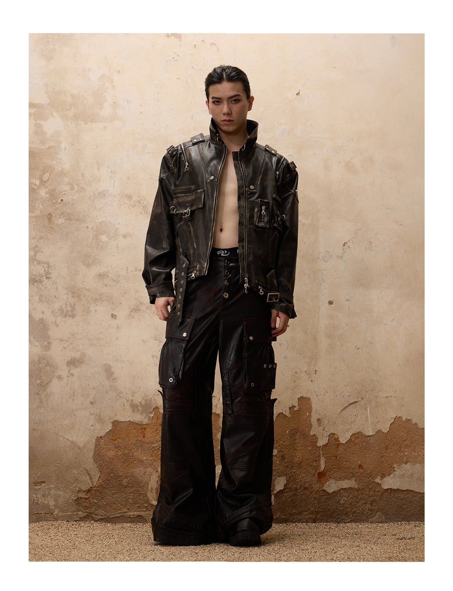 Personsoul Beetle Faux-Leather Pants [ID:0373PA]