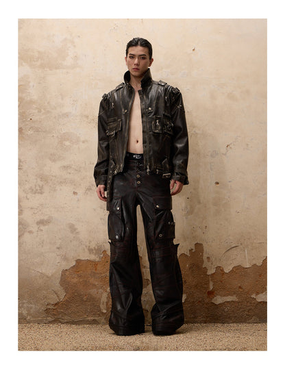 Personsoul Beetle Faux-Leather Pants [ID:0373PA]