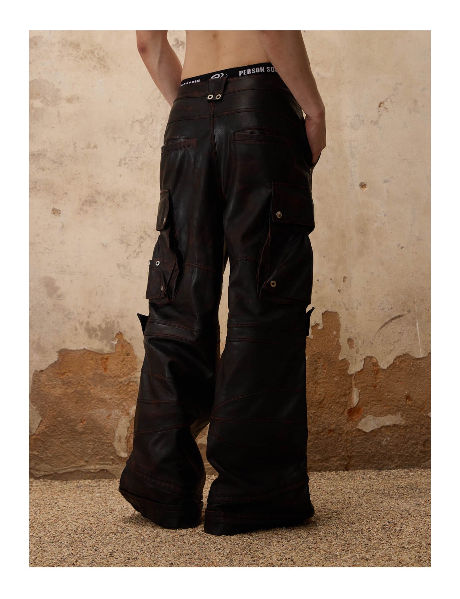 PERSONSOUL Personsoul Beetle Faux-Leather Pants ワイドトラウザー