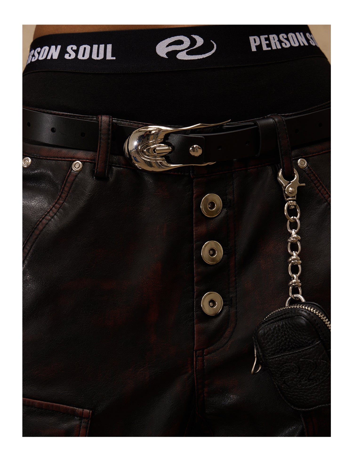 PERSONSOUL Personsoul Beetle Faux-Leather Pants ワイドトラウザー