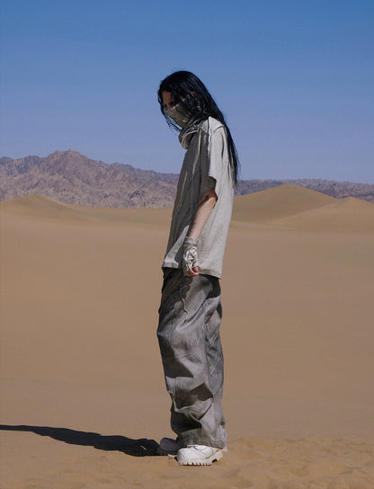 Personsoul Split Deconstructed Gray Cargo Pants [ID:0379PA]