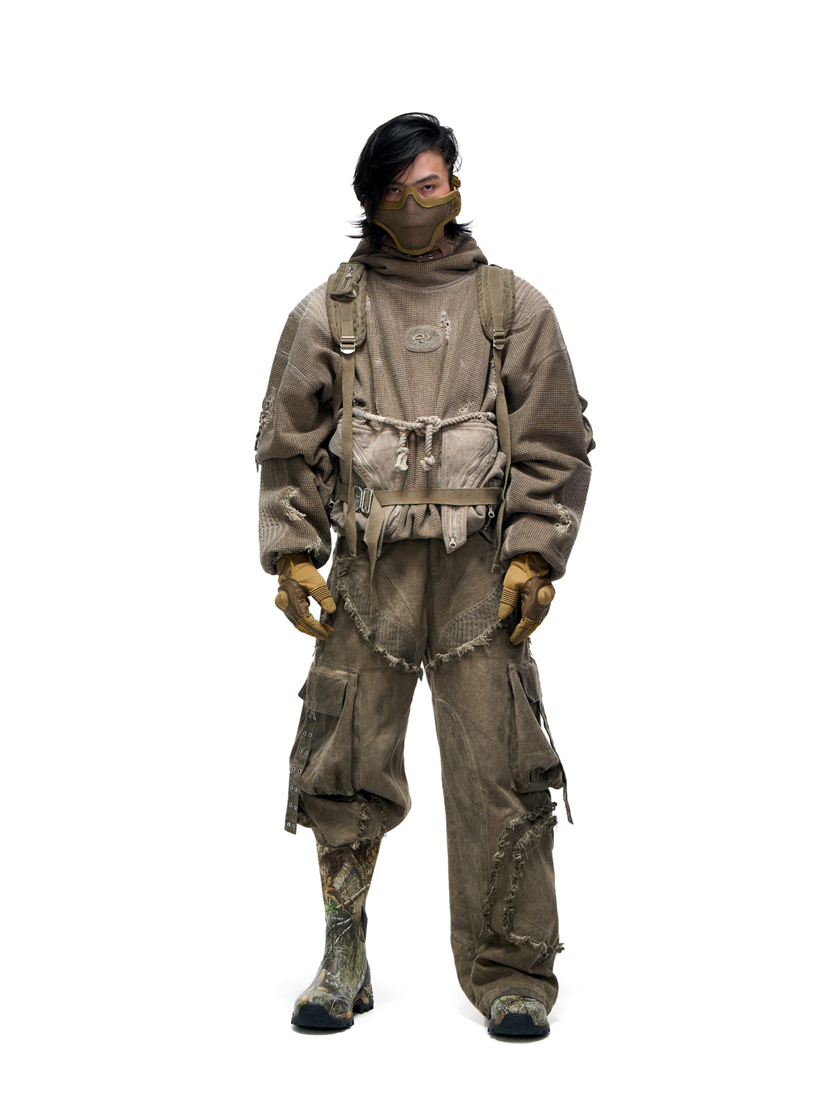 Personsoul Detachable Tactical Distressed Cargo Pants [ID:0382PA]