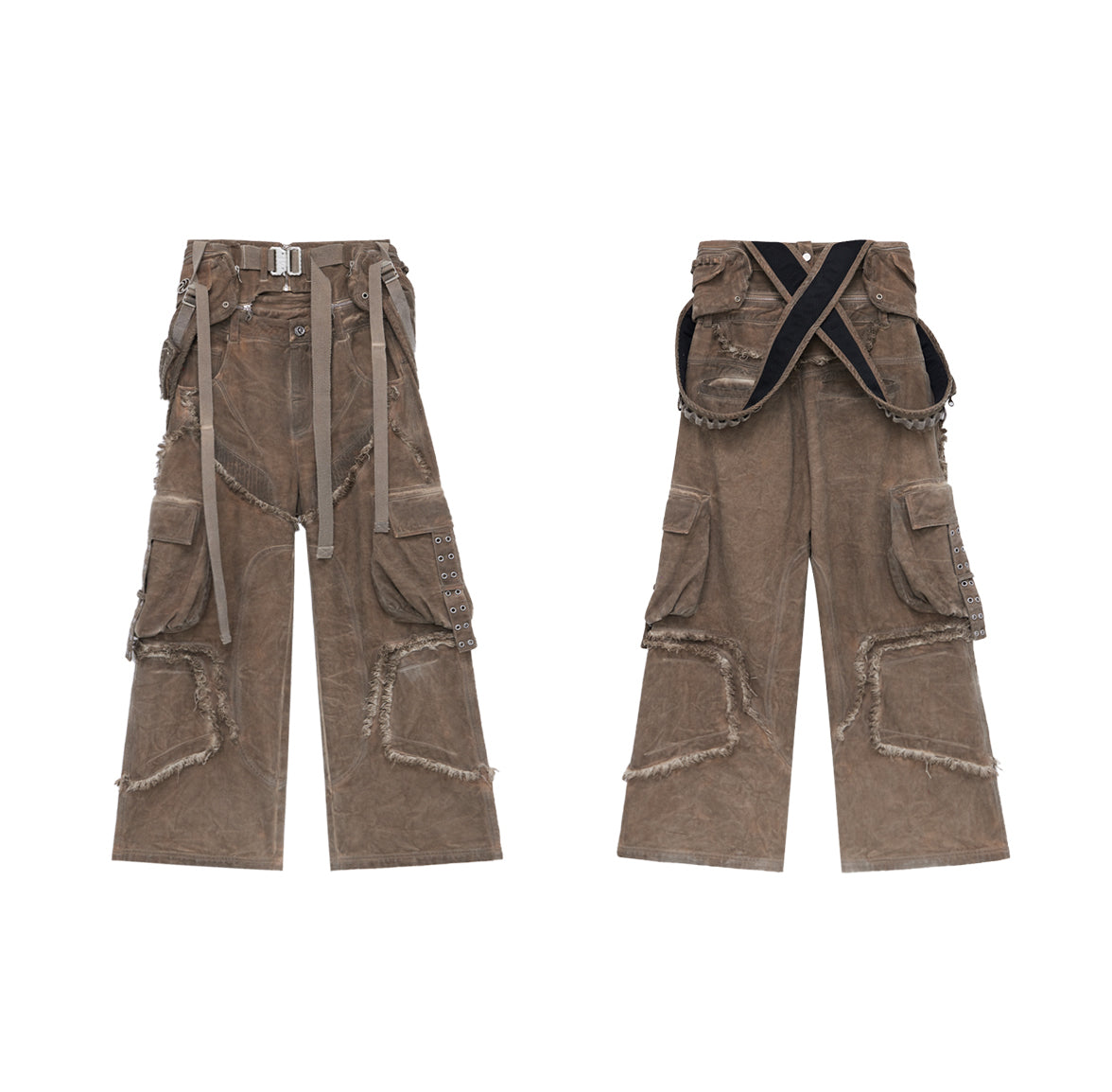 Personsoul Detachable Tactical Distressed Cargo Pants [ID:0382PA]