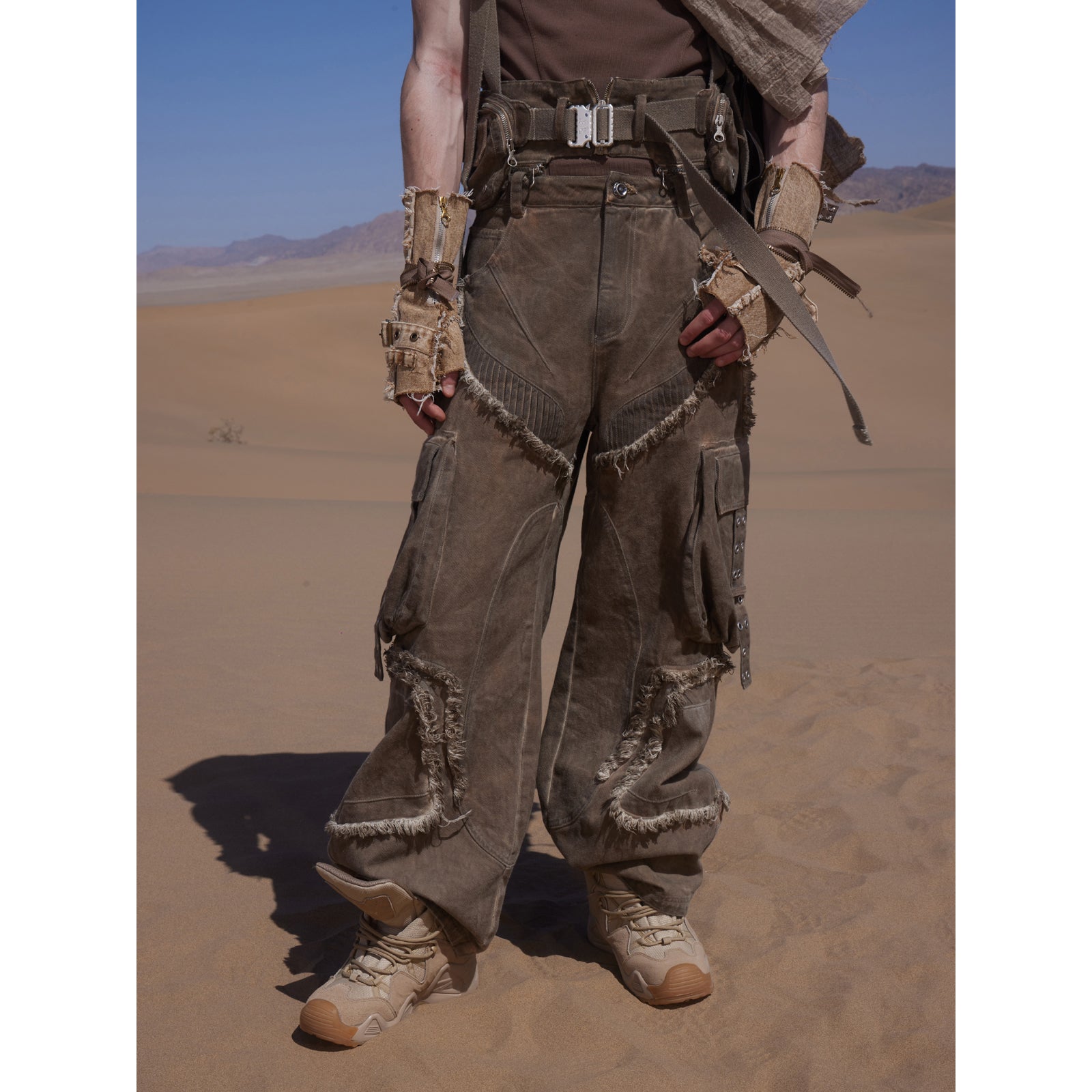 PERSONSOUL Personsoul Detachable Tactical Distressed Cargo Pants