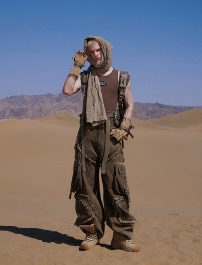 Personsoul Detachable Tactical Distressed Cargo Pants [ID:0382PA]