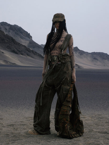 Personsoul Detachable Tactical Distressed Cargo Pants [ID:0382PA]