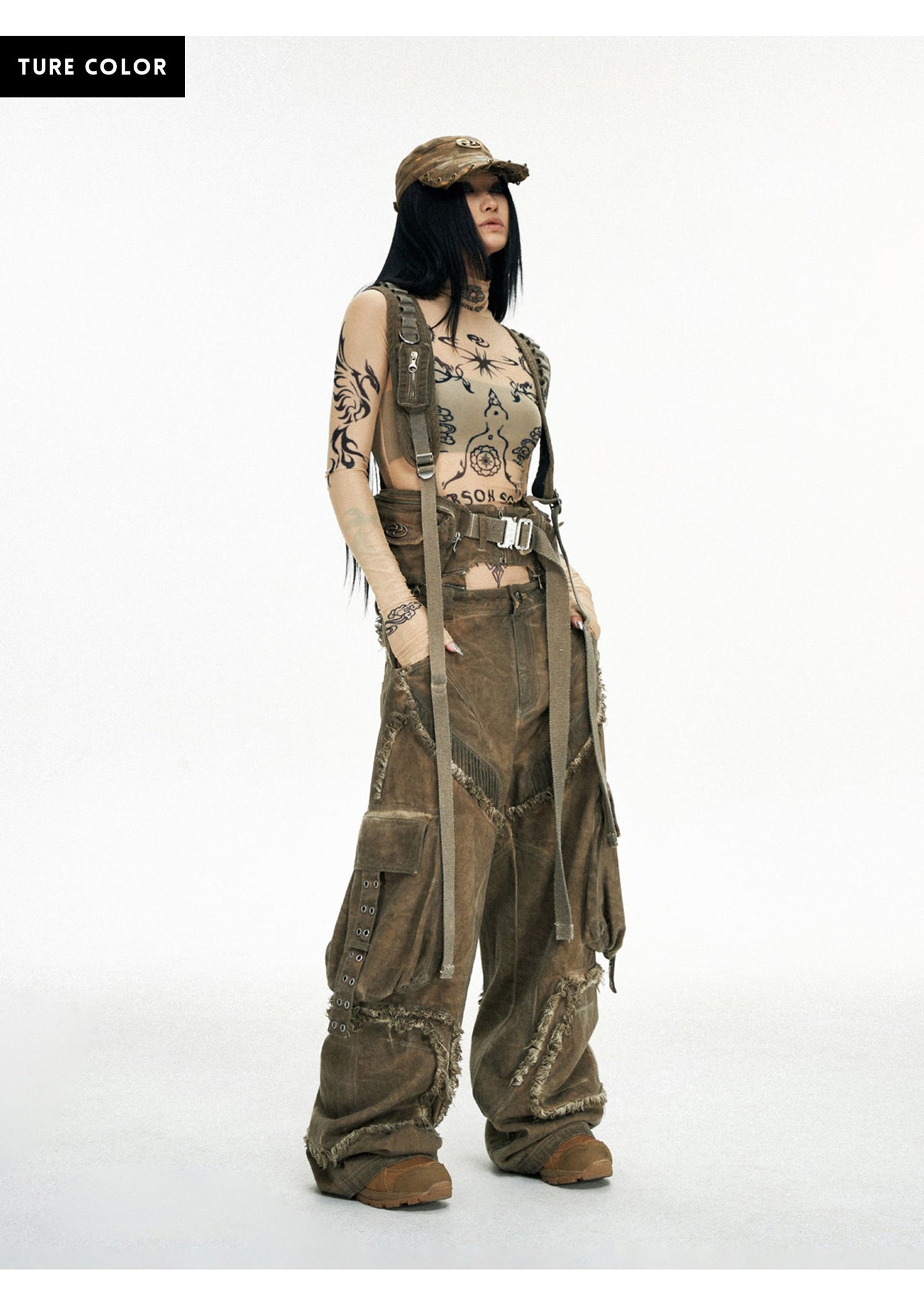 Personsoul Detachable Tactical Distressed Cargo Pants [ID:0382PA]