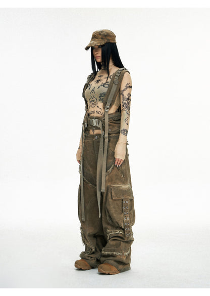 Personsoul Detachable Tactical Distressed Cargo Pants [ID:0382PA]