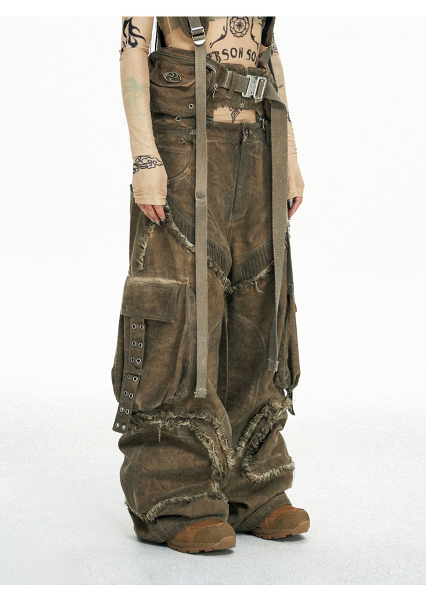 Personsoul Detachable Tactical Distressed Cargo Pants [ID:0382PA]