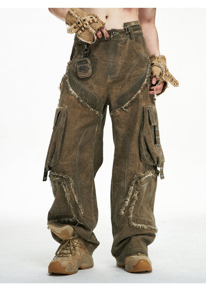 Personsoul Detachable Tactical Distressed Cargo Pants [ID:0382PA]