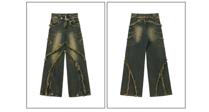 Personsoul Destructive Denim Retro Blue Jeans [ID:0384PA]