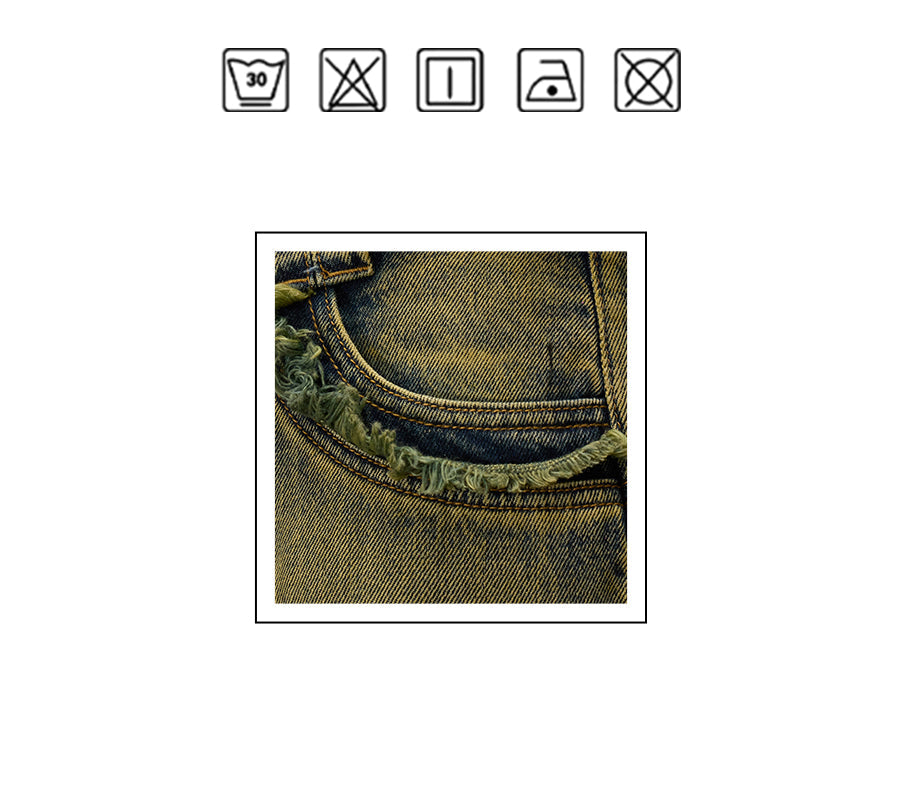 Personsoul Destructive Denim Retro Blue Jeans [ID:0384PA]