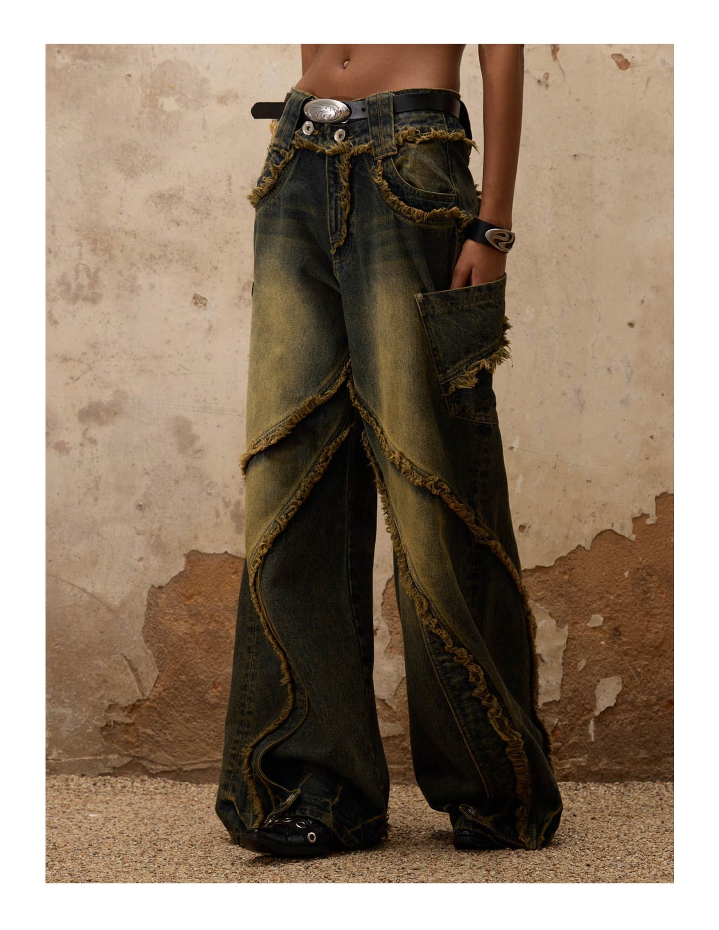 Personsoul Destructive Denim Retro Blue Jeans [ID:0384PA]