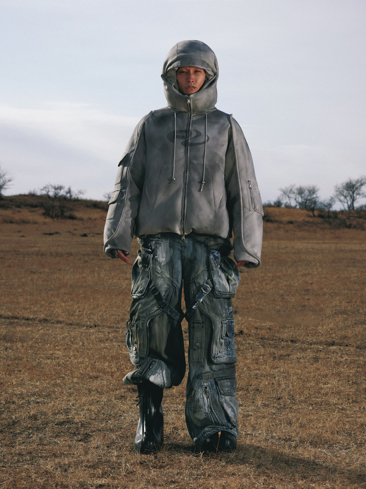Personsoul White Stain Graffiti Cargo Pants [ID:0385PA]