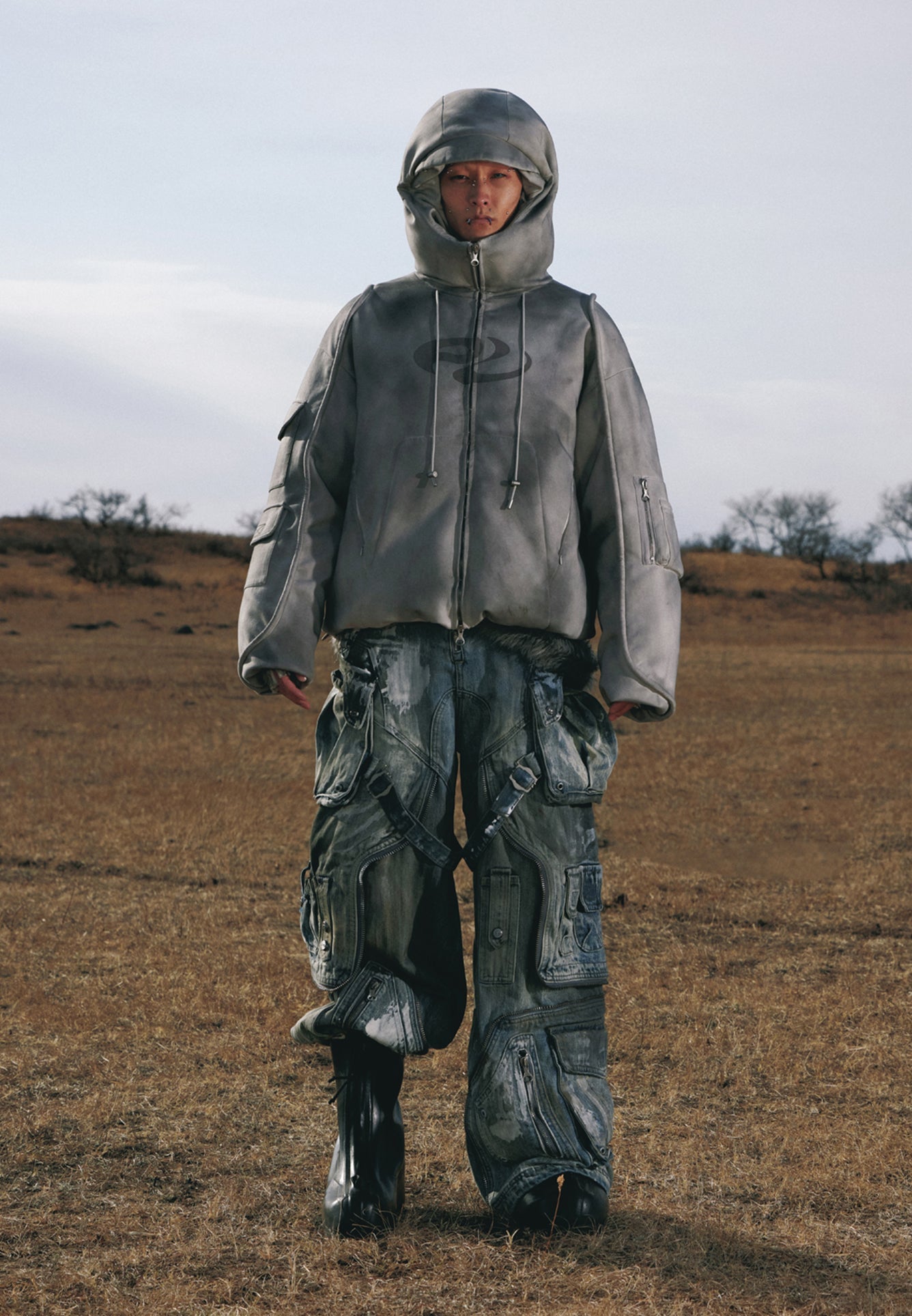 Personsoul White Stain Graffiti Cargo Pants [ID:0385PA]