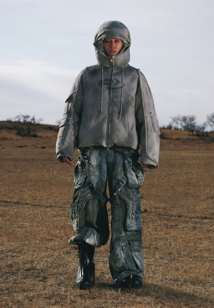 Personsoul White Stain Graffiti Cargo Pants [ID:0385PA]