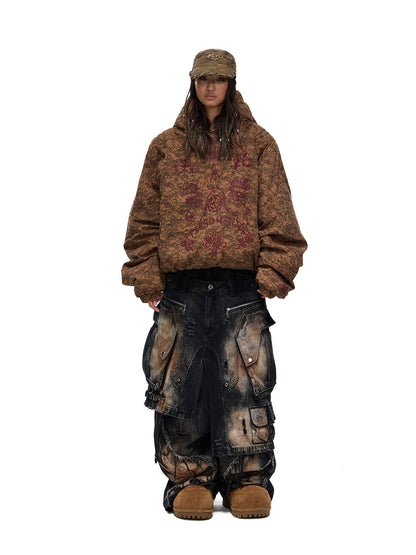 Personsoul Armor Faux Skirt Mud Dye Cargo Pants [ID:0386PA]