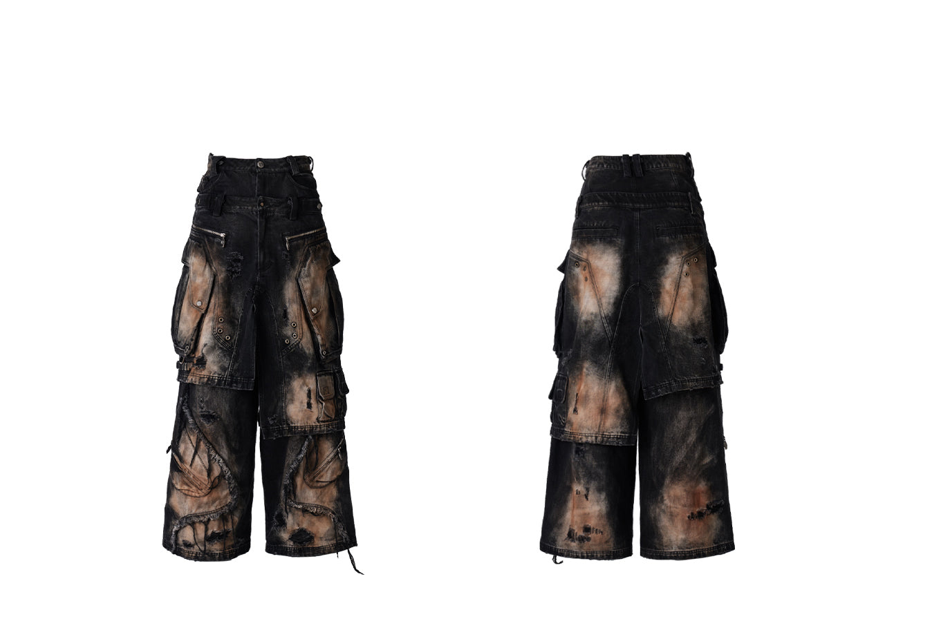 Personsoul Armor Faux Skirt Mud Dye Cargo Pants [ID:0386PA]