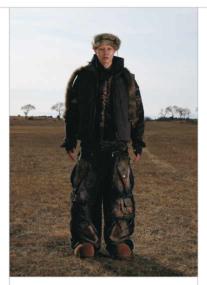 Personsoul Armor Faux Skirt Mud Dye Cargo Pants [ID:0386PA]