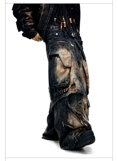 Personsoul Armor Faux Skirt Mud Dye Cargo Pants [ID:0386PA]