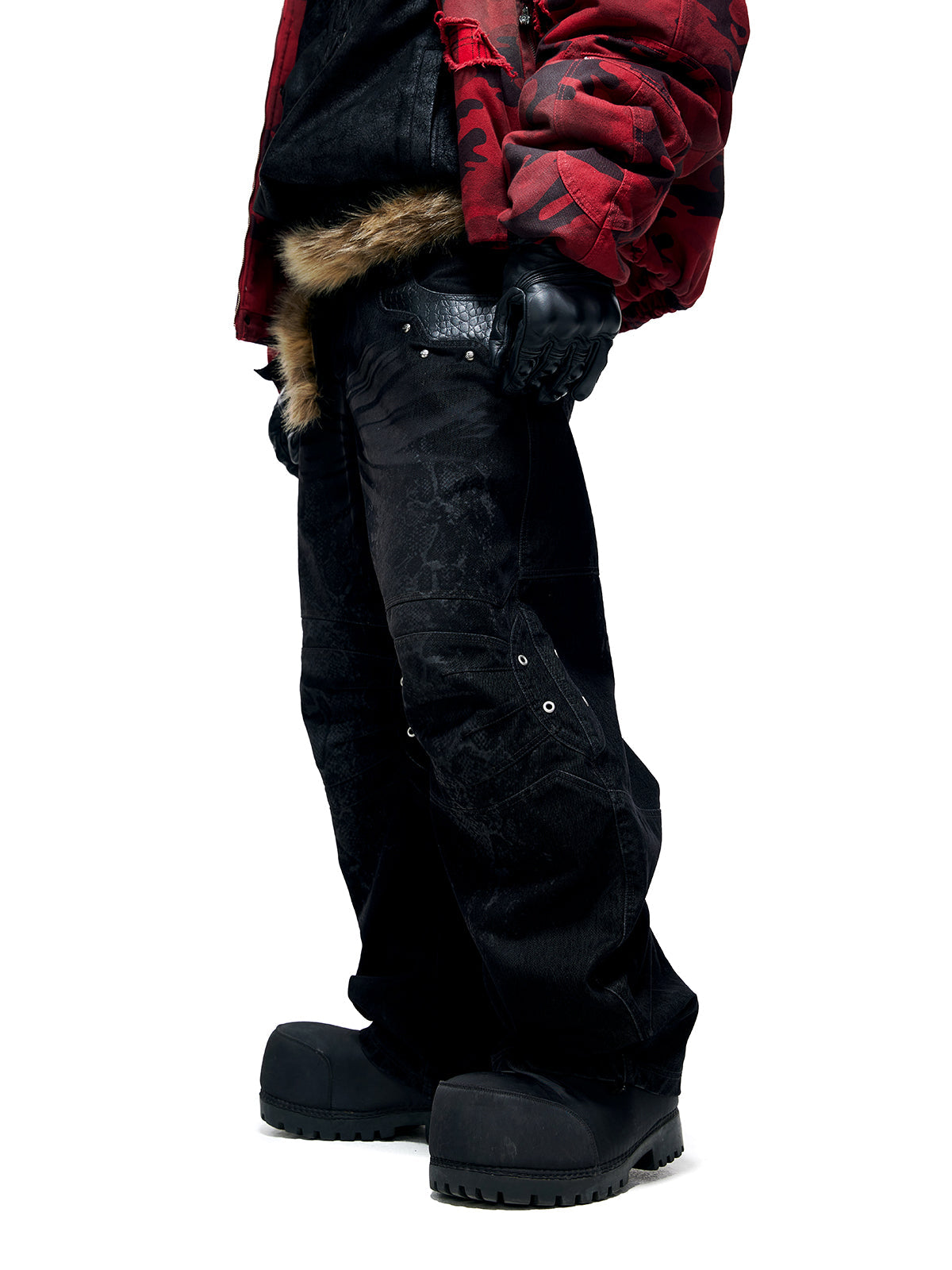 PERSONSOUL Personsoul Snake Texture Black Jeans ワイドデニム PERSONSOUL Personsoul Snake Texture Black Jeans ワイドデニム