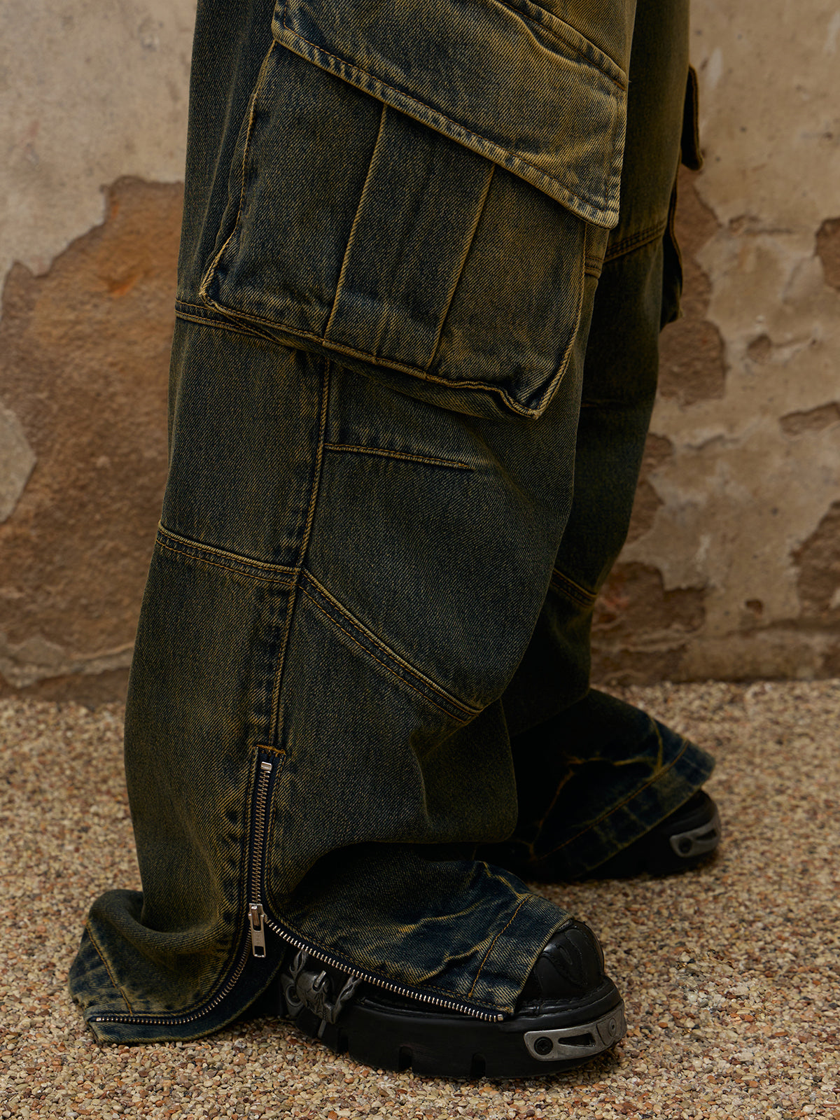 Personsoul Fade Wash Overall Denim Jeans [ID:0390PA]