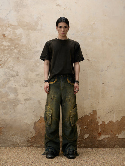 Personsoul Fade Wash Overall Denim Jeans [ID:0390PA]