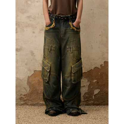 Personsoul Fade Wash Overall Denim Jeans [ID:0390PA]