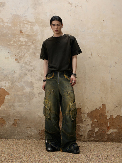 Personsoul Fade Wash Overall Denim Jeans [ID:0390PA]