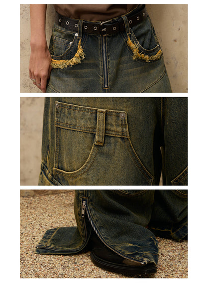 Personsoul Fade Wash Overall Denim Jeans [ID:0390PA]