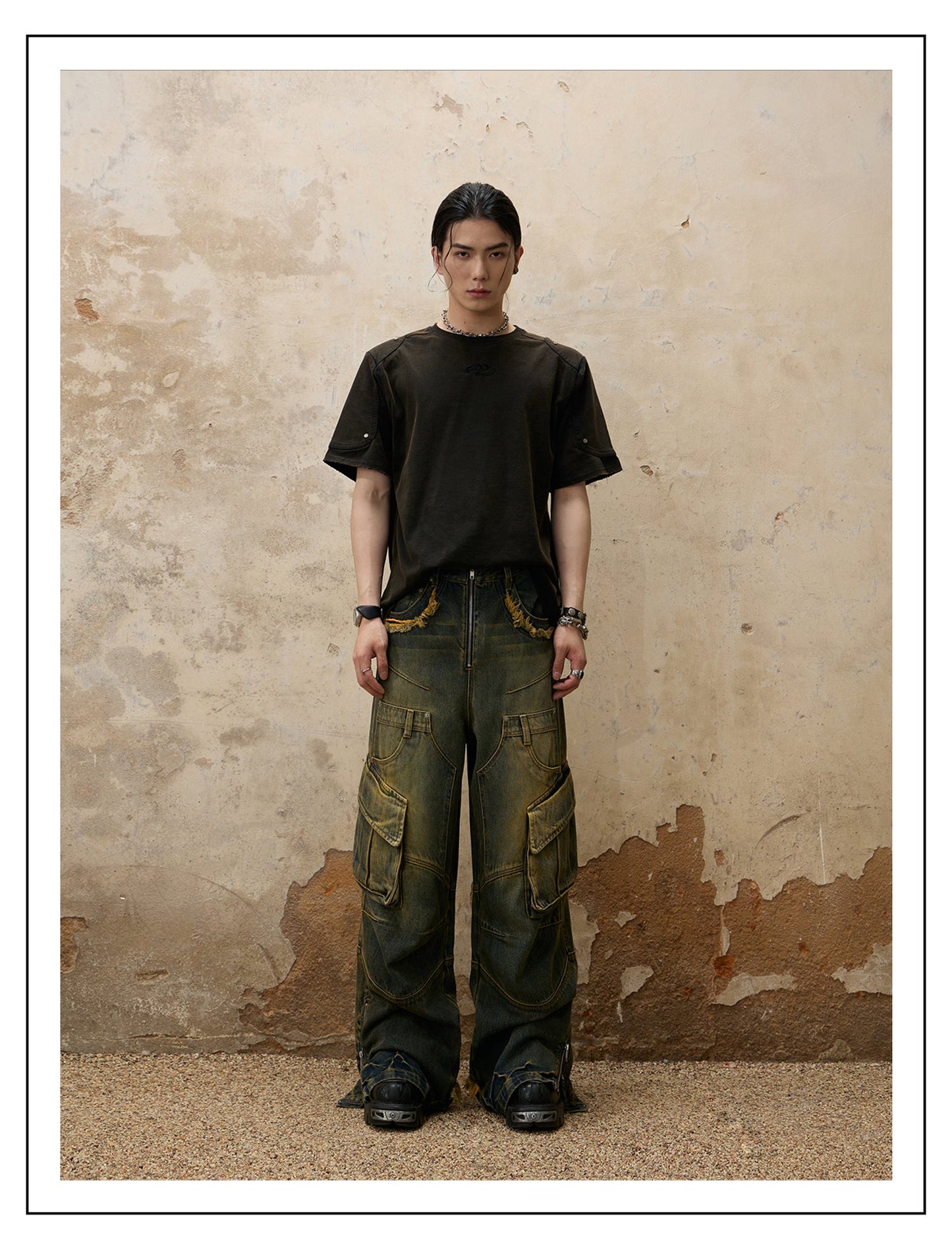 Personsoul Fade Wash Overall Denim Jeans [ID:0390PA]