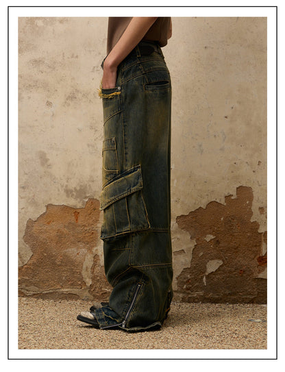 Personsoul Fade Wash Overall Denim Jeans [ID:0390PA]