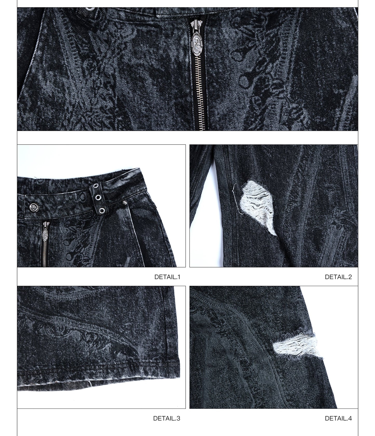 Personsoul Textured Blue Print Ripped Jeans [ID:0392PA]