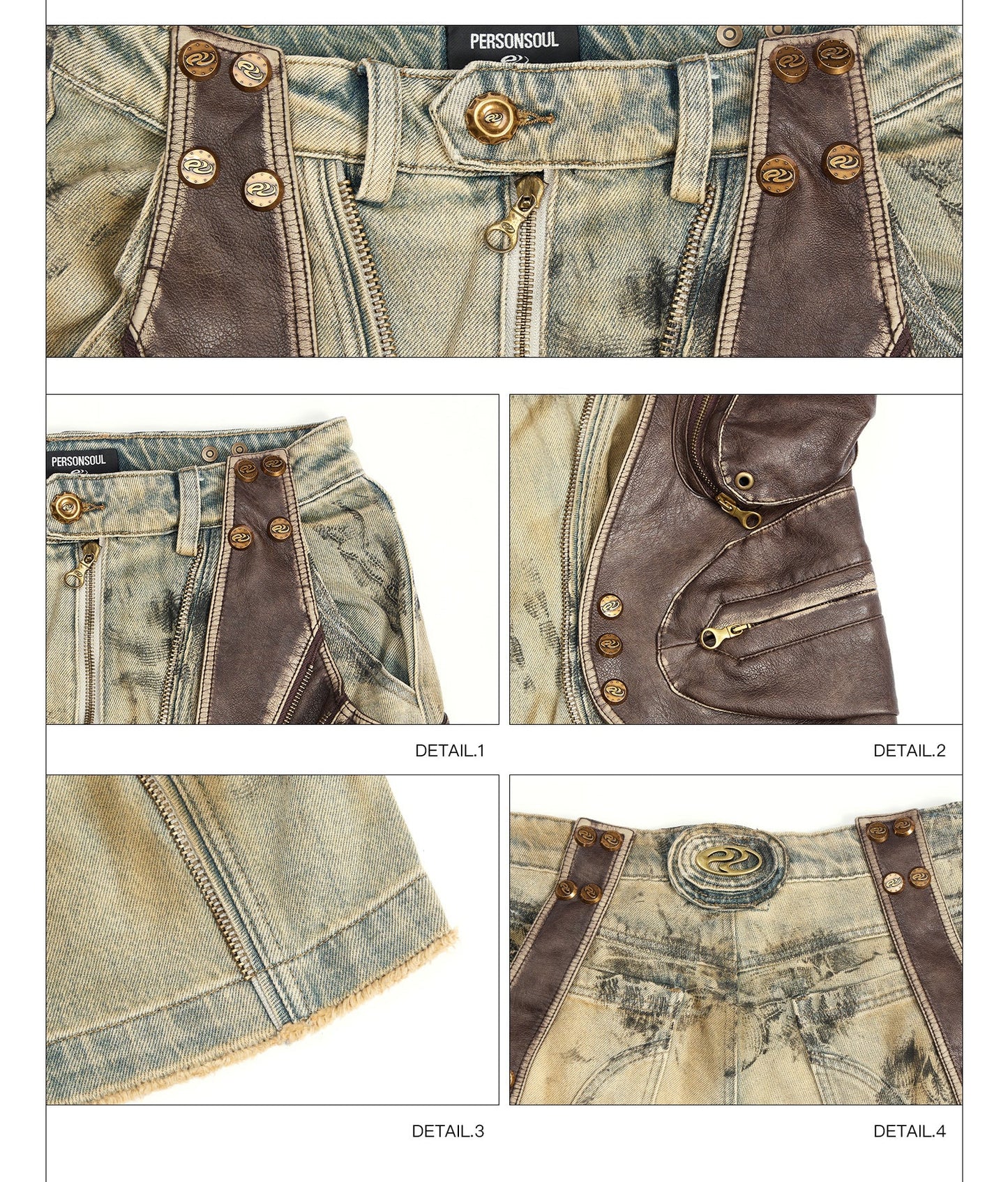 Personsoul Western Dunes Leather Panel Jeans [ID:0393PA]