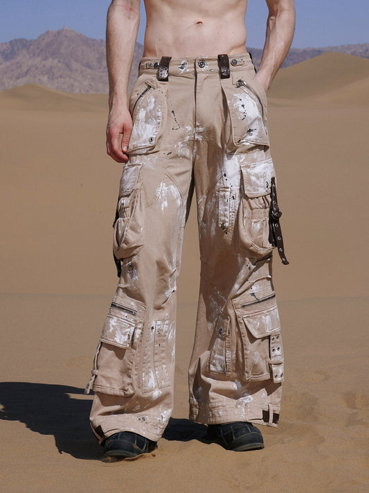 Personsoul Tactical Structure Paint Stains Cargo Pants [ID:0396PA]