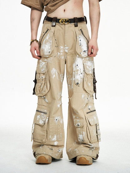 Personsoul Tactical Structure Paint Stains Cargo Pants [ID:0396PA]