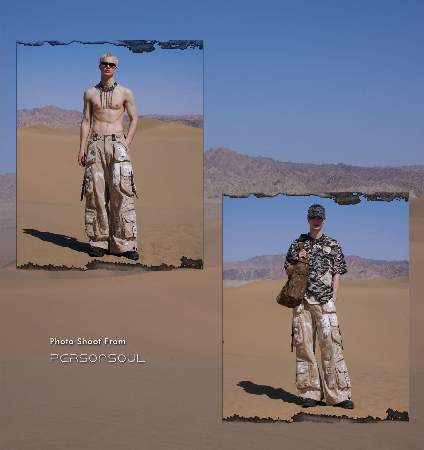 Personsoul Tactical Structure Paint Stains Cargo Pants [ID:0396PA]