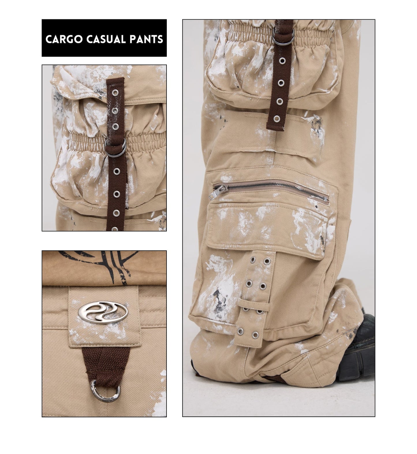 Personsoul Tactical Structure Paint Stains Cargo Pants [ID:0396PA]