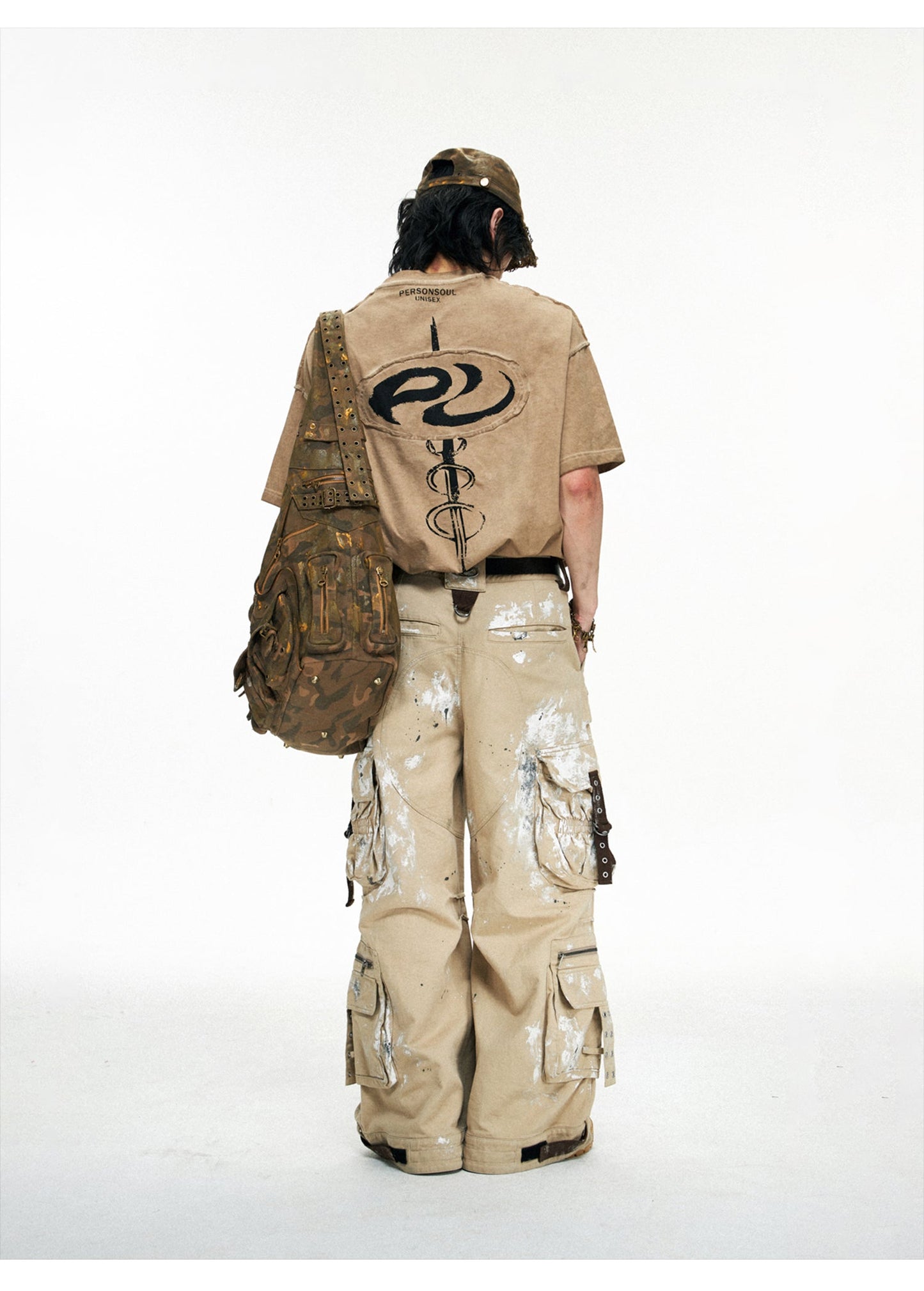 Personsoul Tactical Structure Paint Stains Cargo Pants [ID:0396PA]