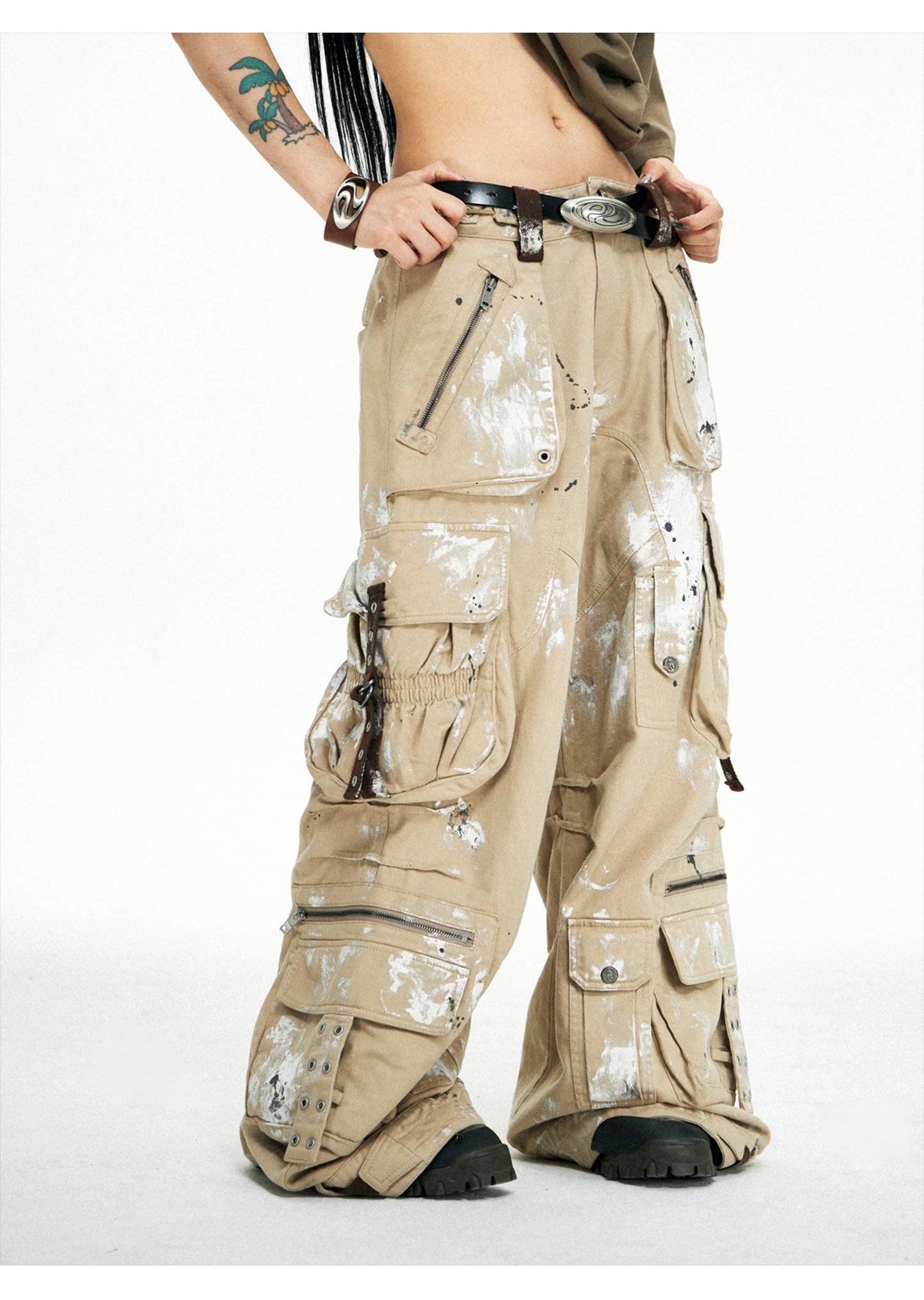 Personsoul Tactical Structure Paint Stains Cargo Pants [ID:0396PA]