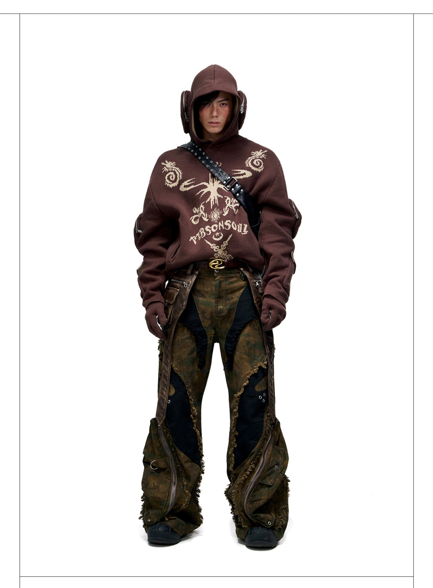 Personsoul Camo Patchwork Bootcut Jeans [ID:0398PA]