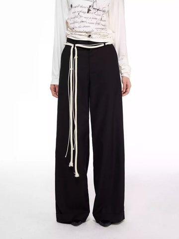 Versatile Casual Rope Design Waist Tie Pants [ID:0416PA]