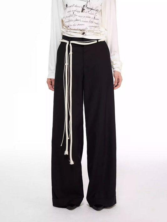 Versatile Casual Rope Design Waist Tie Pants [ID:0416PA]