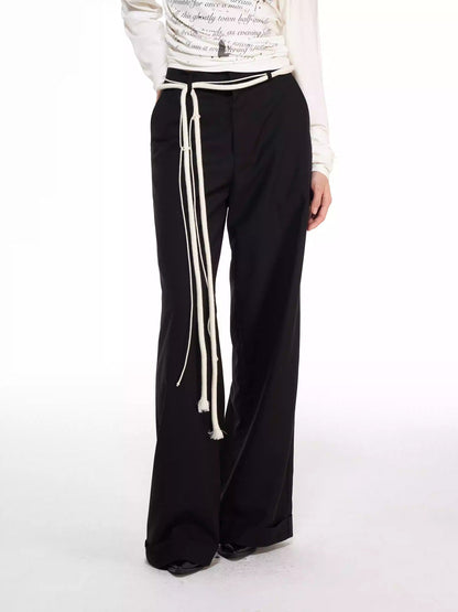 Versatile Casual Rope Design Waist Tie Pants [ID:0416PA]