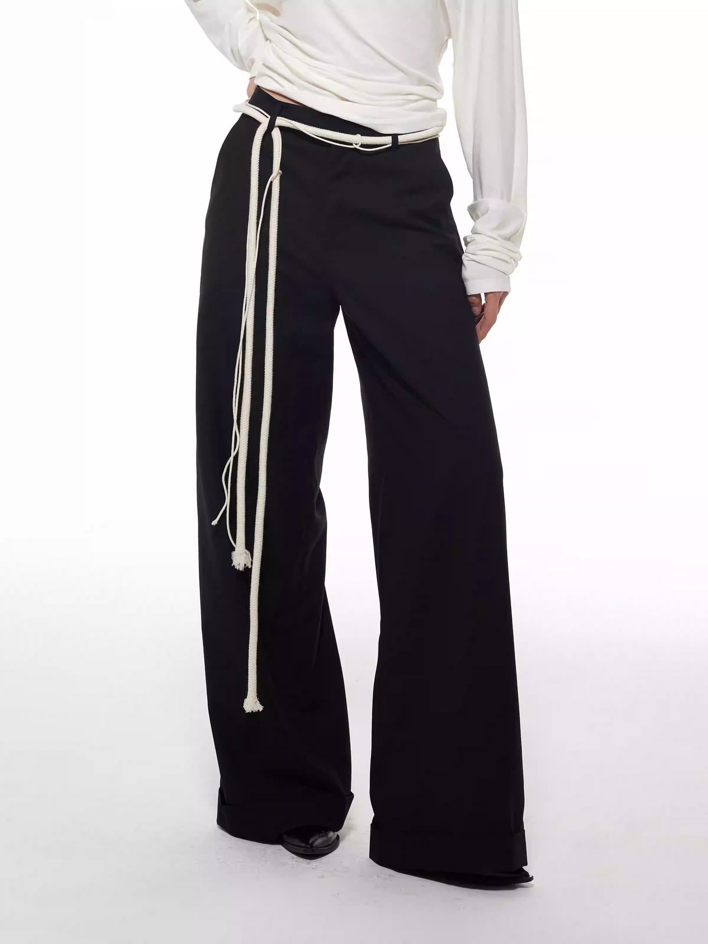 Versatile Casual Rope Design Waist Tie Pants [ID:0416PA]